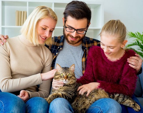 Family with a cat
