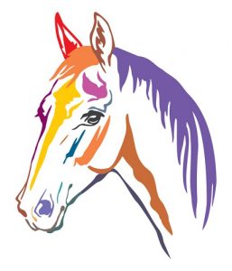 equine therapy colourful drawing of a horse's head
